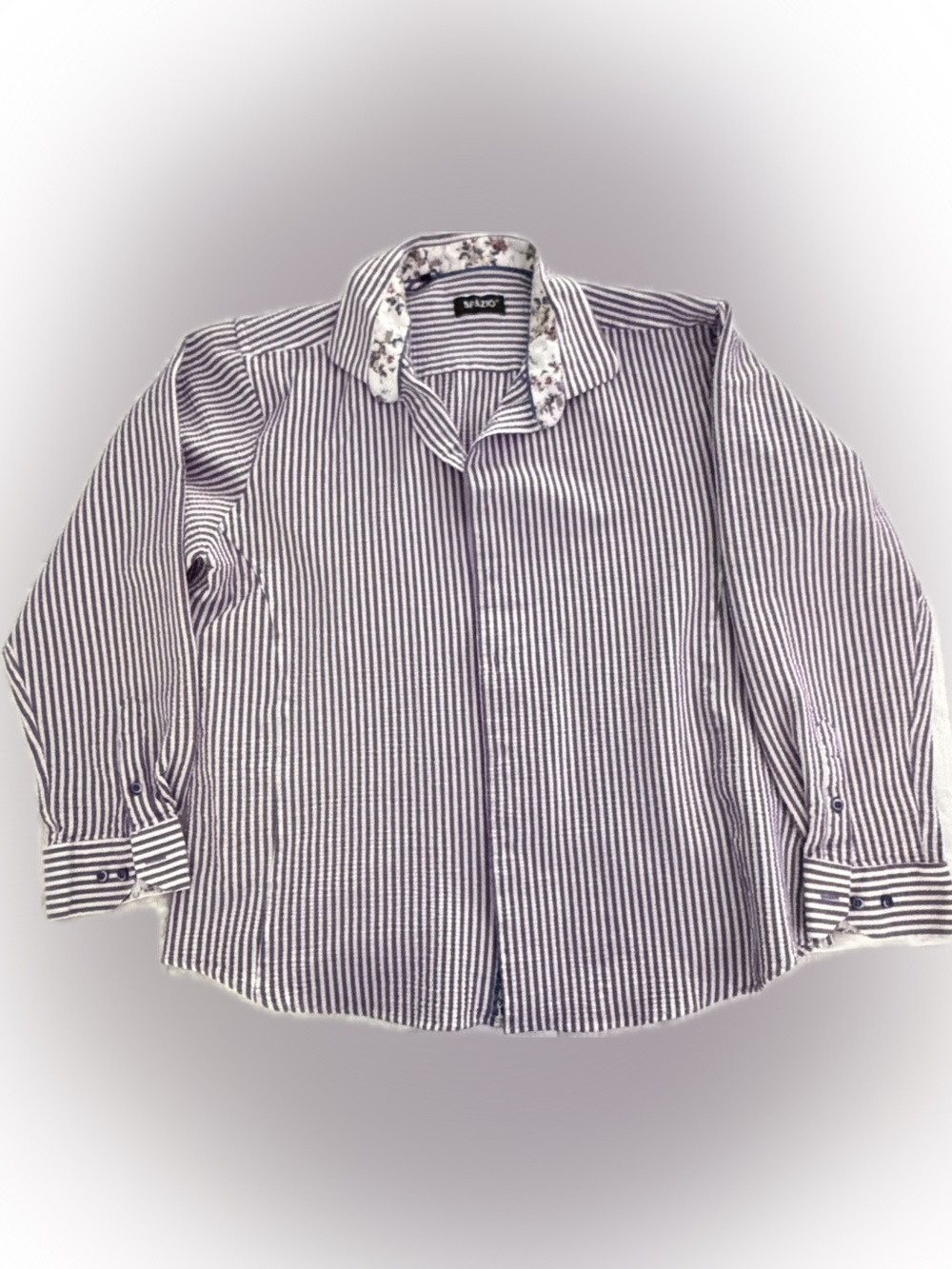 Purple Stripe Casual Button-Down Shirt